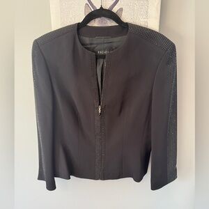 Escada Black silk studded zip up evening jacket Sz 40